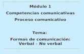 Módulo 1 Competencias comunicativas Proceso comunicativo Tema: Formas de comunicación: Verbal – No verbal.