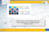 Elaboración del Catálogo Nacional de Cualificaciones Profesionales Octubre 2003 Elaboración del Catálogo Nacional de Cualificaciones Profesionales Octubre.