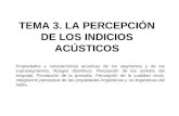 T EMA 3. L A PERCEPCIÓN DE LOS INDICIOS ACÚSTICOS Propiedades y características acústicas de los segmentos y de los suprasegmentos. Rasgos distintivos.