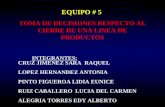 EQUIPO # 5 TOMA DE DECISIONES RESPECTO AL CIERRE DE UNA LINEA DE PRODUCTOS INTEGRANTES: CRUZ JIMENEZ SARA RAQUEL LOPEZ HERNANDEZ ANTONIA PINTO FIGUEROA.