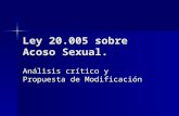 Ley 20.005 sobre Acoso Sexual. Análisis crítico y Propuesta de Modificación.