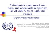 Estrategias y perspectivas para una adecuada respuesta al VIH/SIDA en el lugar de trabajo Experiencias regionales Ana Catalina Ramírez Abarca Punto Focal.