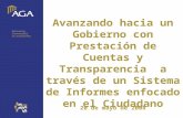 General title Avanzando hacia un Gobierno con Prestación de Cuentas y Transparencia a través de un Sistema de Informes enfocado en el Ciudadano 20 de mayo.