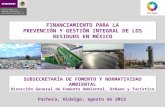 FINANCIAMIENTO PARA LA PREVENCIÓN Y GESTIÓN INTEGRAL DE LOS RESIDUOS EN MÉXICO Pachuca, Hidalgo, agosto de 2012 S UBSECRETARÍA DE F OMENTO Y N ORMATIVIDAD.