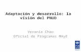 Adaptación y desarrollo: la visión del PNUD Verania Chao Oficial de Programas MAyE.
