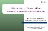 Kathleen Newland Migration Policy Institute Migraci ó n y Desarrollo: Un nuevo campo pol í tico para las Américas Presentación a la Comisión Especial de.