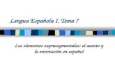 Lengua Española I. Tema 7 Los elementos suprasegmentales: el acento y la entonación en español.