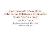 Convenio sobre Arreglo de Diferencias Relativas a Inversiones casos: Azurix y Sauri José Luis Correa Profesor titular de Derecho Administrativo.