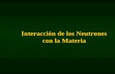 Interacción de los Neutrones con la Materia. Generalidades El modo de interacción depende de la energía de los neutrones. En un reactor existen neutrones.