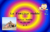 La Familia Hodde Katie Hodde 4/28/10 p.4. Me llamo Katie Soy yo. Tengo quince anos. Soy de San Antonio, Tejas. Soy muy artistico. Mi cumpleaños es el.