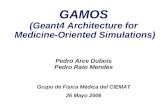 Pedro Arce GAMOS 26 Mayo 2006 1 GAMOS (Geant4 Architecture for Medicine-Oriented Simulations) Pedro Arce Dubois Pedro Rato Mendes Grupo de Fisica Médica.