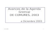 15/12/20031 Avances de la Agenda Gremial DE COMURES, 2003 a Diciembre 2003.
