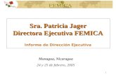 1 Managua, Nicaragua 24 y 25 de febrero, 2005 Sra. Patricia Jager Directora Ejecutiva FEMICA Informe de Dirección Ejecutiva.