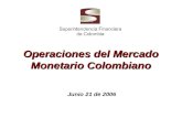 Operaciones del Mercado Monetario Colombiano Junio 21 de 2006.