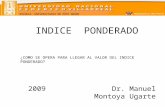 ESCUELA UNIVERSITARIA DE POST GRADO INDICE PONDERADO 2009 Dr. Manuel Montoya Ugarte ¿COMO SE OPERA PARA LLEGAR AL VALOR DEL INDICE PONDERADO?