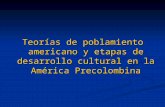 Teorías de poblamiento americano y etapas de desarrollo cultural en la América Precolombina.