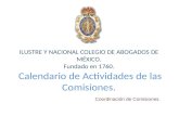 ILUSTRE Y NACIONAL COLEGIO DE ABOGADOS DE MÉXICO. Fundado en 1760. Calendario de Actividades de las Comisiones. Coordinación de Comisiones.