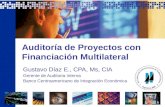 Auditoría de Proyectos con Financiación Multilateral Gustavo Díaz E., CPA, Ms, CIA Gerente de Auditoria Interna Banco Centroamericano de Integración Económica.