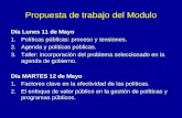 Propuesta de trabajo del Modulo Día Lunes 11 de Mayo 1.Políticas públicas: proceso y tensiones. 2.Agenda y políticas públicas. 3.Taller: incorporación.