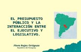 1 EL PRESUPUESTO PÚBLICO Y LA INTERACCIÓN ENTRE EL EJECUTIVO Y LEGISLATIVO. Flora Rojas Ortigoza República del Paraguay.
