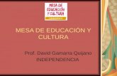 MESA DE EDUCACIÓN Y CULTURA Prof. David Gamarra Quijano INDEPENDENCIA.