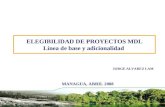 ELEGIBILIDAD DE PROYECTOS MDL Línea de base y adicionalidad JORGE ALVAREZ LAM MANAGUA, ABRIL 2008.