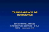 TRANSPARENCIA DE COMISIONES OSVALDO MACÍAS MUÑOZ INTENDENTE DE SEGUROS – CHILE ASSAL - Noviembre 2005.