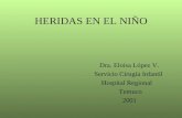 HERIDAS EN EL NIÑO Dra. Eloisa López V. Servicio Cirugía Infantil Hospital Regional Temuco 2001.