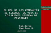 PrimAmérica CONSULTORES EL ROL DE LAS COMPAÑÍAS DE SEGUROS DE VIDA EN LOS NUEVOS SISTEMA DE PENSIONES Guillermo Martínez B. JULIO 2003.