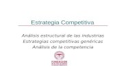 Estrategia Competitiva Análisis estructural de las industrias Estrategias competitivas genéricas Análisis de la competencia.