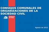 CONSEJOS COMUNALES DE ORGANIZACIONES DE LA SOCIEDAD CIVIL Agosto de 2012.