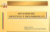 SEGURIDAD, DEFENSA Y DESARROLLO SEGURIDAD, DEFENSA Y DESARROLLO MSC (UCV) ROSELENA TOVAR WEFFE.