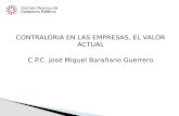 CONTRALORIA EN LAS EMPRESAS, EL VALOR ACTUAL C.P.C. José Miguel Barañano Guerrero.