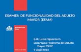 EXAMEN DE FUNCIONALIDAD DEL ADULTO MAYOR (EFAM) E.U: Luisa Figueroa G. Encargada Programa del Adulto Mayor SSMC 9 abril 2013.