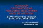 PATOLOGÍA OSTEOARTICULAR FRECUENTE EN EL PRIMER NIVEL DE ATENCIÓN DEPARTAMENTO DE MEDICINA FAMILIAR Y COMUNITARIA Dr. GUSTAVO MUSETTI Noviembre de 2009.