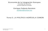 Departamento de Economía Aplicada 1 Tema 5. LA POLÍTICA AGRÍCOLA COMÚN Economía de la Integración Europea Facultad de Derecho Universidad de Oviedo Enrique.