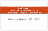 Eduardo Nunez, MD, MPH Paradoja de Salud en los Latinos: cual es la evidencia?, y que papel juega el proceso de aculturación.