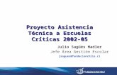 Julio Sagüés Hadler Jefe Área Gestión Escolar jsagues@fundacionchile.cl Proyecto Asistencia Técnica a Escuelas Críticas 2002-05.