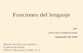 Funciones del lenguaje Método del discurso científico. Guillermina Baena. Editores Mexicanos Unidos, S. A. por José Luis Córdova Frunz Septiembre de 2004.
