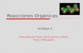 Reacciones Orgánicas Unidad V Preparado por Profa. María de los A. Muñiz Título V Mayaguez.