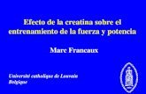 Efecto de la creatina sobre el entrenamiento de la fuerza y potencia Marc Francaux Université catholique de Louvain Belgique.