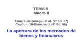TEMA 5 Macro II Tema 9-Belzunegui et al. (2ª Ed. 07) Capítulo 18-Blanchard. (4ª Ed. 06) La apertura de los mercados de bienes y financieros.