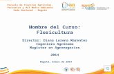 Bogotá, Enero de 2014 Nombre del Curso: Floricultura Director: Diana Lorena Marentes Ingeniero Agrónomo Magíster en Agronegocios 2014 Escuela de Ciencias.