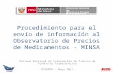 Procedimiento para el envío de información al Observatorio de Precios de Medicamentos - MINSA. Sistema Nacional de Información de Precios de Productos.