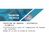 TRIATLÓN DE MADRID – DISTANCIA OLÍMPICA Clasificatorio para el Campeonato de España de Triatlón PRUEBA DE LA COPA DE ESPAÑA DE TRIATLÓN REUNIÓN TÉCNICA.