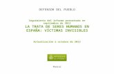 DEFENSOR DEL PUEBLO Seguimiento del informe presentado en septiembre de 2012 LA TRATA DE SERES HUMANOS EN ESPAÑA: VÍCTIMAS INVISIBLES Actualización a octubre.