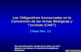 Las Obligaciónes Incorporadas en la Convención de las Armas Biológicas y Toxínicas (CABT) Clase Nro. 12 Más información Para más infomación y vínculos.