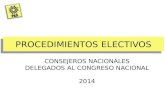 PROCEDIMIENTOS ELECTIVOS CONSEJEROS NACIONALES DELEGADOS AL CONGRESO NACIONAL 2014.