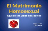 El Matrimonio Homosexual ¿Qué dice la Biblia al respecto? 1 Felipe Nunn Lima, Perú.