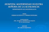 HOSPITAL MATERNIDAD NUESTRA SEÑORA DE LA ALTAGRACIA DEPARTAMENTO DE ANESTESIOLOGÍA. TEMA: FARMACOCINETICA Y FARMACODINAMIA. SUSTENTANTE: DRA. INGRID Y.